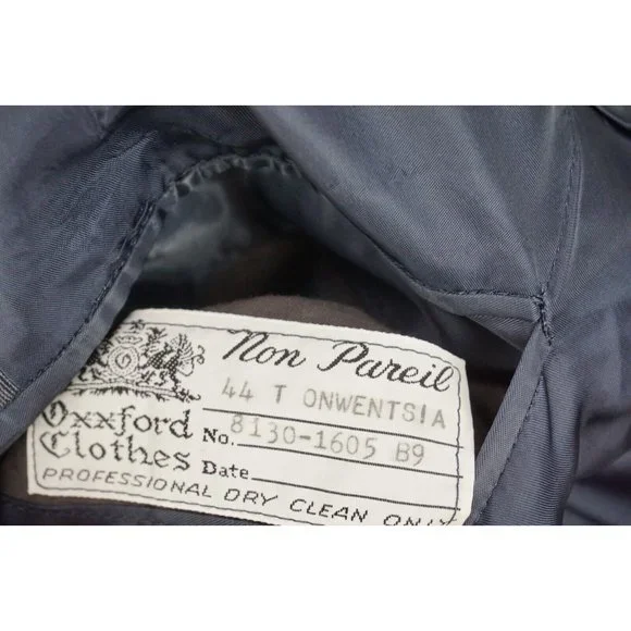Oxxford Clothes Non Pareil Onwentsia Blue Windowpane Wool Sport Coat Jacket 44L